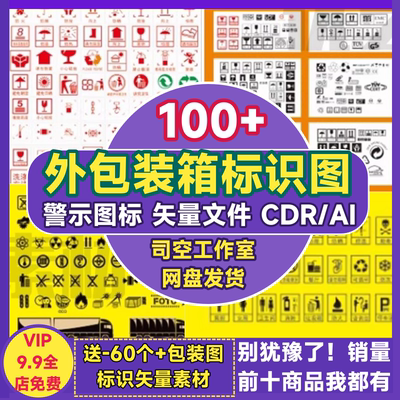 外包装箱标识图标纸箱运输警示标志图库CDR/AI源文件矢量设计素材