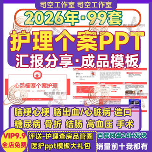 护理个案模板PPT医院查房脑梗心梗造口护理计划问题措施护士汇报