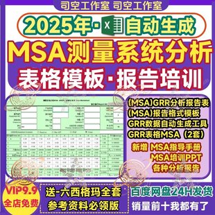 MSA数据自动生成工具GRR测量系统设备分析报告格式Excel表格模板