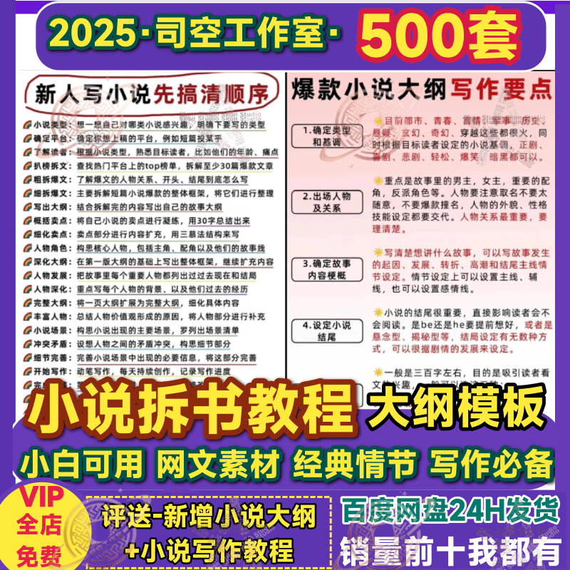 小说拆文写作教程 小白创作大纲模板网文素材库词汇拆解拆书资料