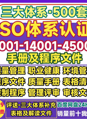 ISO三大体系审核文件 9001/14001/45001质量管理控制程序评审资料
