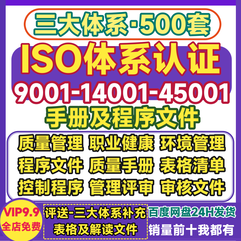 ISO三大体系审核文件 9001/14001/45001质量管理控制程序评审资料