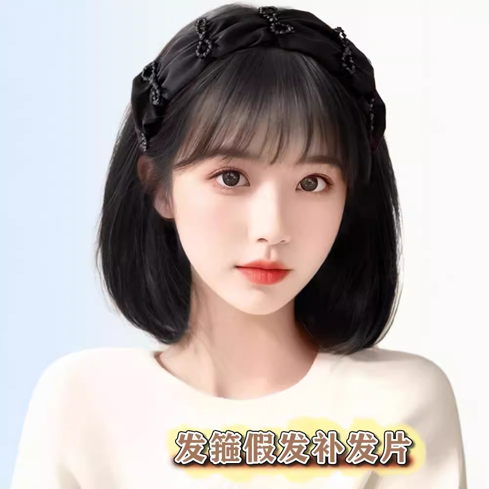发箍刘海假发一体式女头顶前额蓬松增发量半头套自然补发片假发