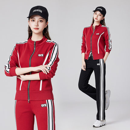 2024秋冬季广场舞服装新款套装健身跑步跳操运动休闲团体服女