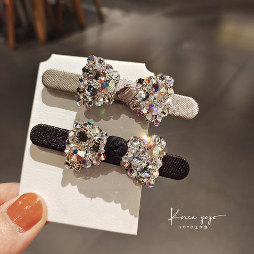 新款简约水晶水钻发卡头饰镶钻刘海鸭嘴夹子发夹边夹发饰卡子