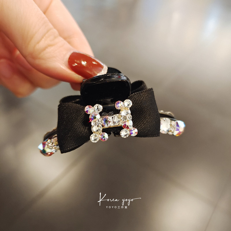 刘海小抓夹丝绒镶钻原创