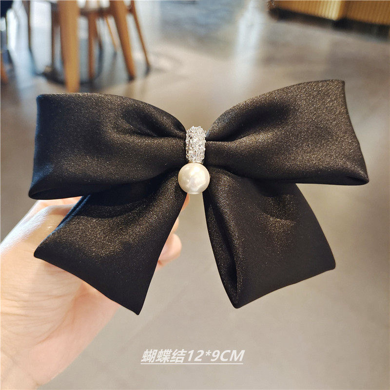 韩国进口布艺蝴蝶结发夹弹簧夹顶夹横夹珍珠水钻马尾夹发饰头饰