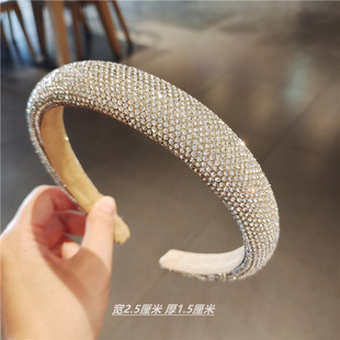 满钻水钻珍珠发箍头箍高颅顶充棉宽发卡压发饰品防滑舒适头饰发饰