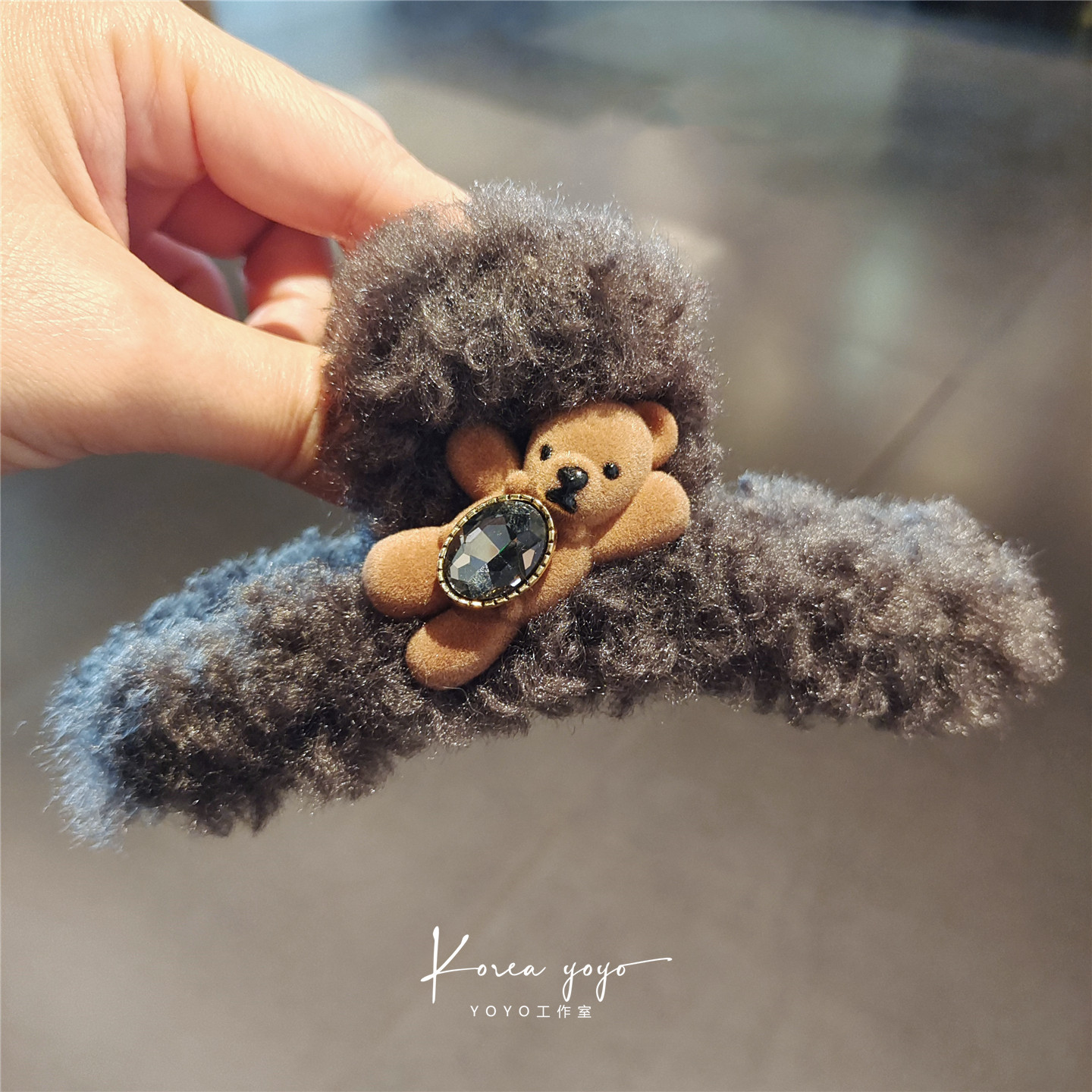 秋冬高端毛绒小熊发夹