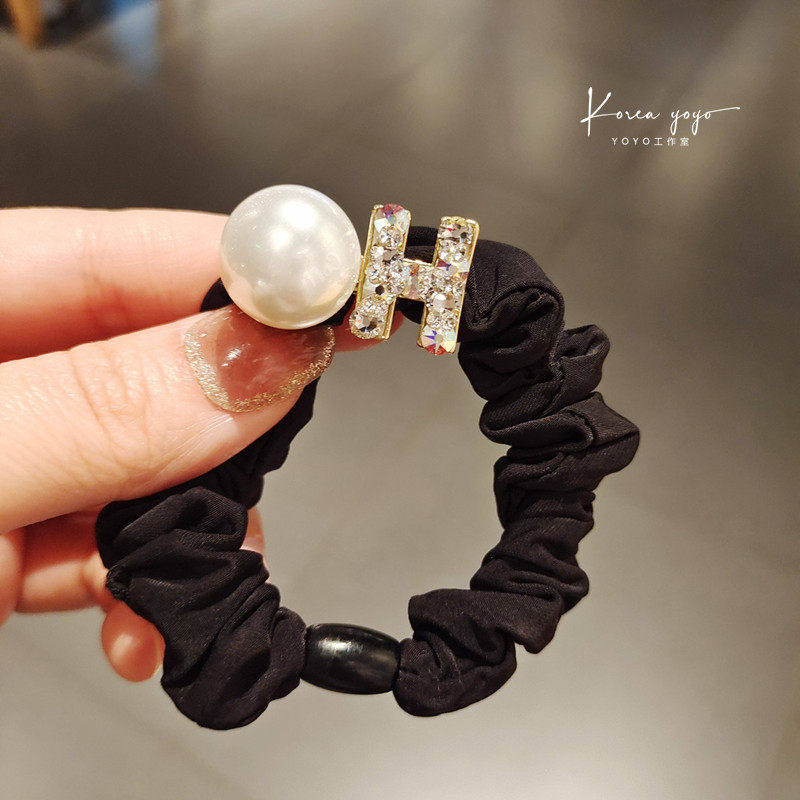 新款高级感原创精致发圈水钻镶钻发绳头绳珍珠扎头发头饰头花