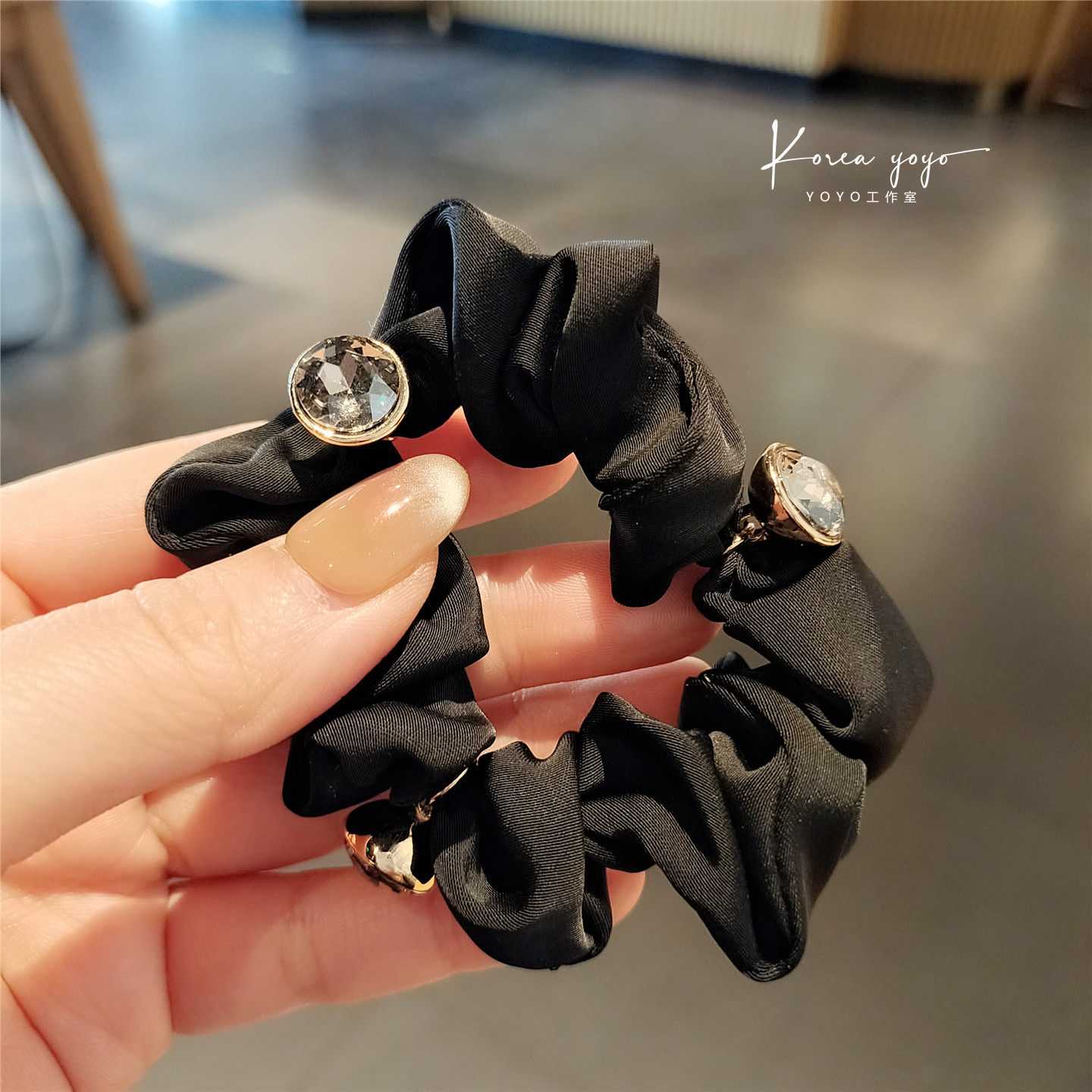 韩版珍珠镶钻大肠发圈发绳女气质高级感扎马尾丸子头头绳