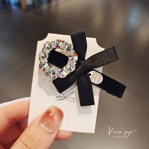 刘海鸭嘴发夹镶钻蝴蝶结原创