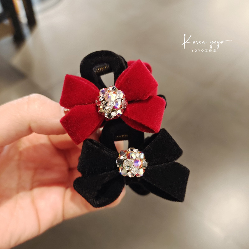 刘海小抓夹丝绒镶钻原创精巧头饰