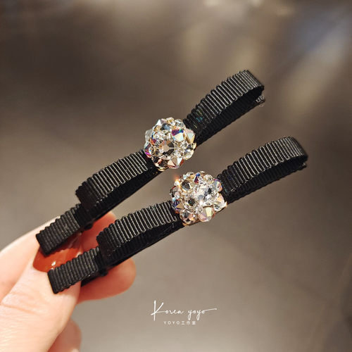 鸭嘴刘海发夹布艺镶钻8厘米