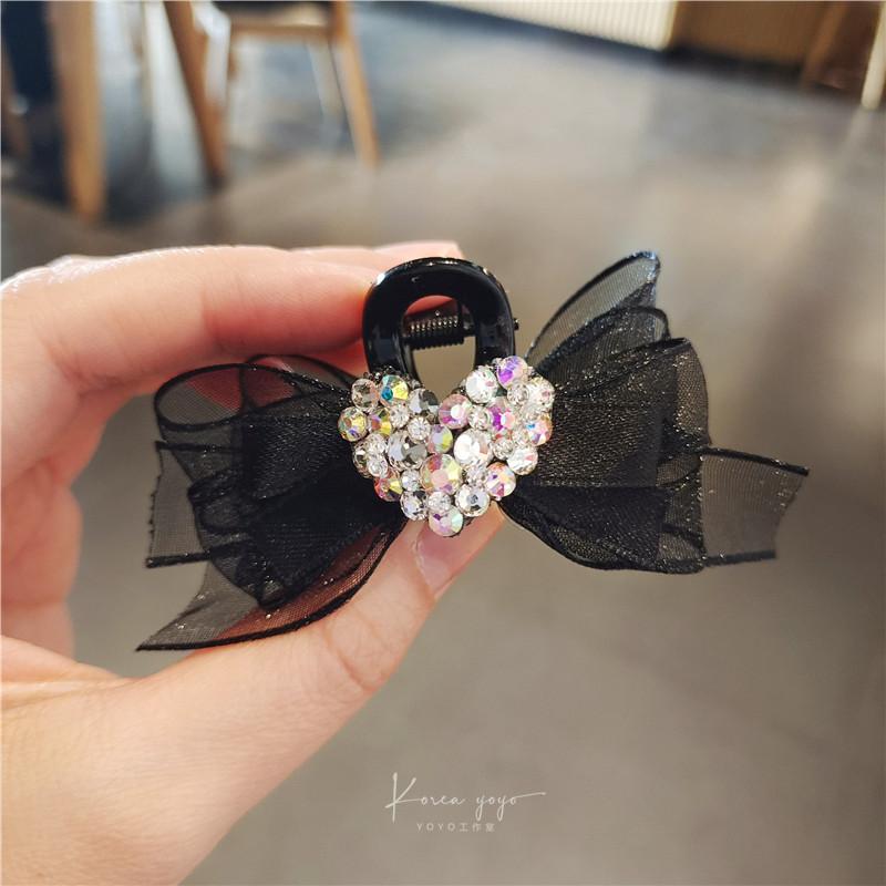 4.5厘米纱料小蝴蝶结抓夹发抓发夹侧边夹刘海夹发饰头饰卡子夹子