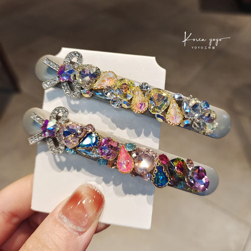 鸭嘴发夹合金镶钻彩色奢华
