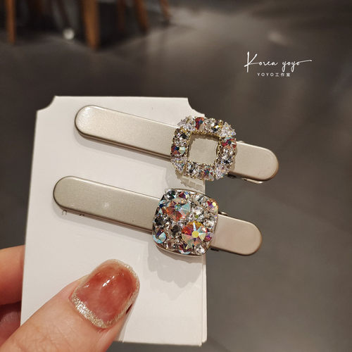 6厘米日韩水晶水钻发卡头饰镶钻刘海鸭嘴夹子发夹边夹发饰卡子