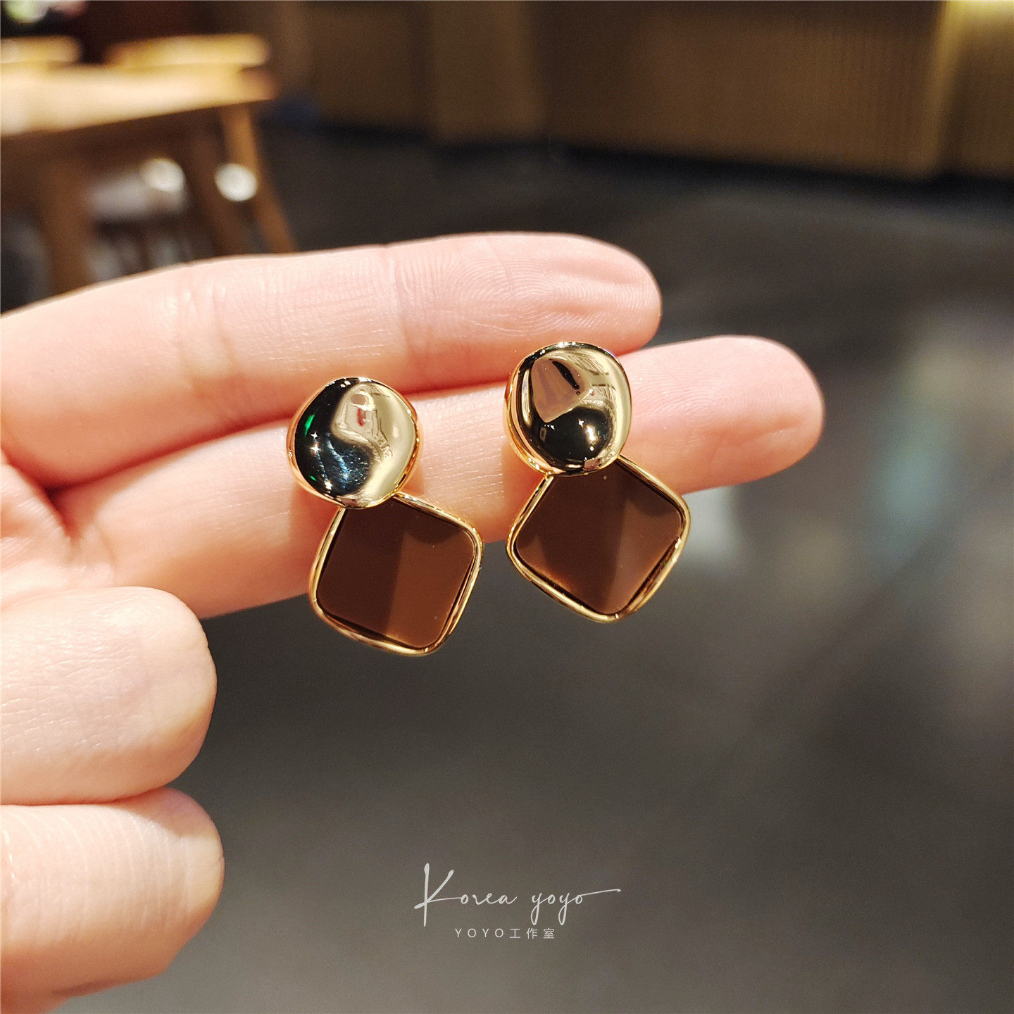 925银针小众设计感防敏几何夸张方形金色耳钉女轻奢气质耳环,饰品/流行首饰/时尚饰品新,耳钉,淘宝优惠券,粉丝福利购,淘宝优惠卷