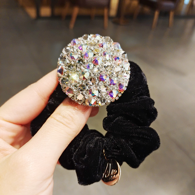 粗发绳丝绒镶钻奢华原创头饰