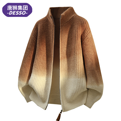 唐狮集团Desso开衫毛衣男士春秋季针织衫渐变色上衣高级感外套男