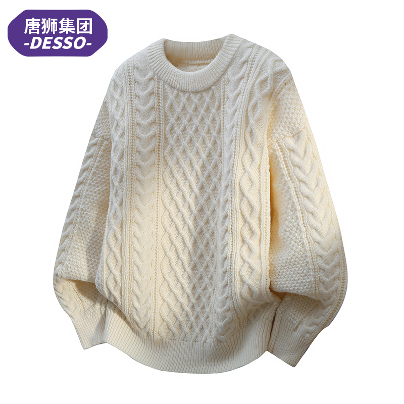 唐狮集团Desso毛衣男款潮流加厚保暖宽松圆领线衣外套潮牌针织衫