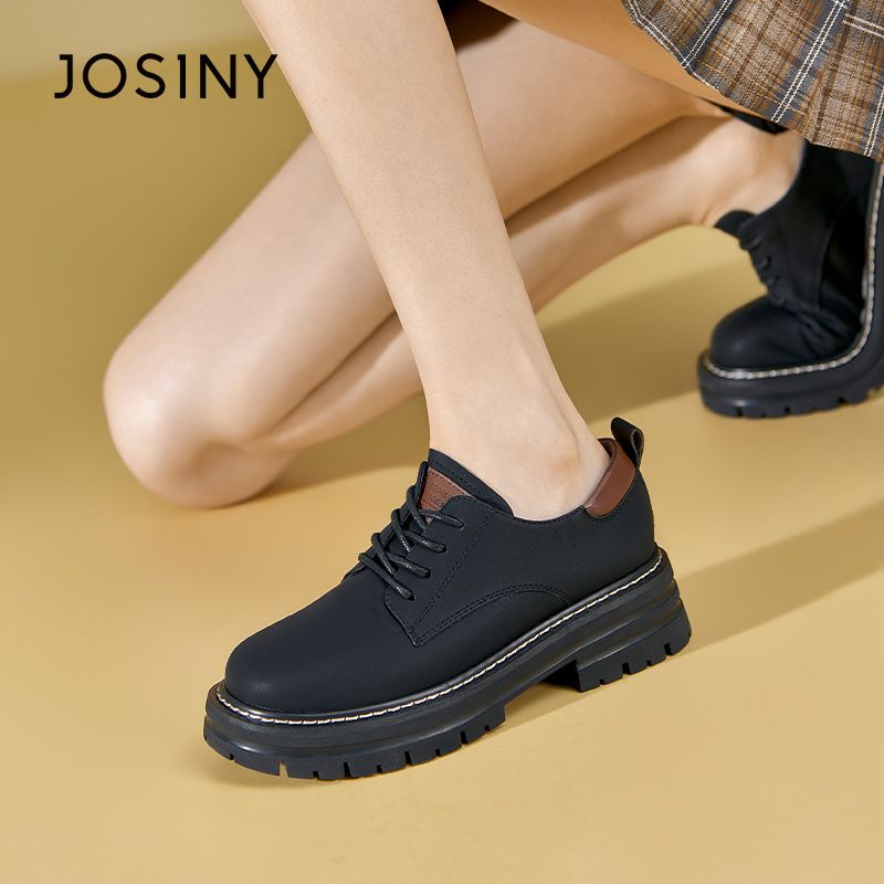 卓诗尼单鞋英伦百搭小皮鞋时尚厚底乐福鞋夏季新款女鞋百搭懒人鞋