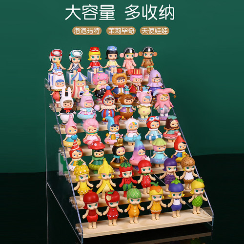 泡泡玛特娃娃木质透明展示架