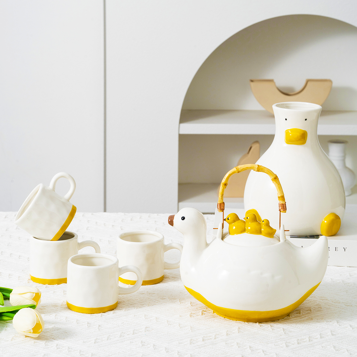 可爱鸭子陶瓷水具套装