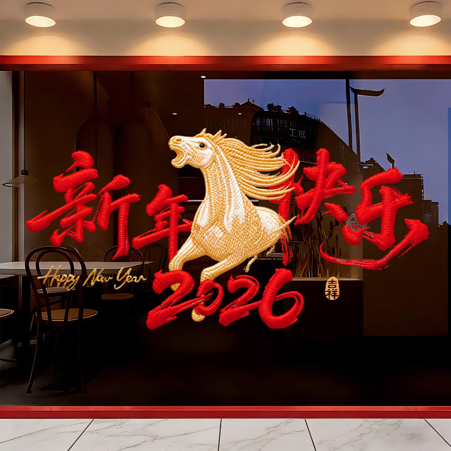 新马年窗花静电贴布置装饰高级新款2026刺绣立体玻璃窗贴门贴贴纸,家居饰品,软装墙贴,淘宝优惠券,粉丝福利购,淘宝优惠卷