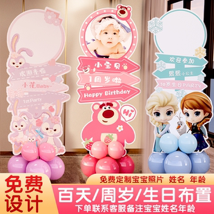 星黛露生日布置女孩宝宝百天满月宴十周岁装饰场景迎宾牌kt板定制