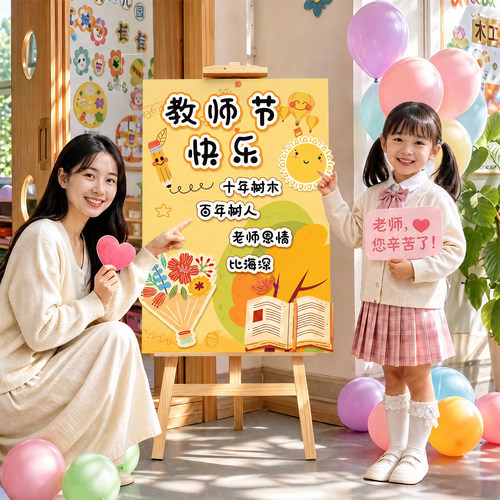 【教师节快乐】班级布置迎宾牌kt