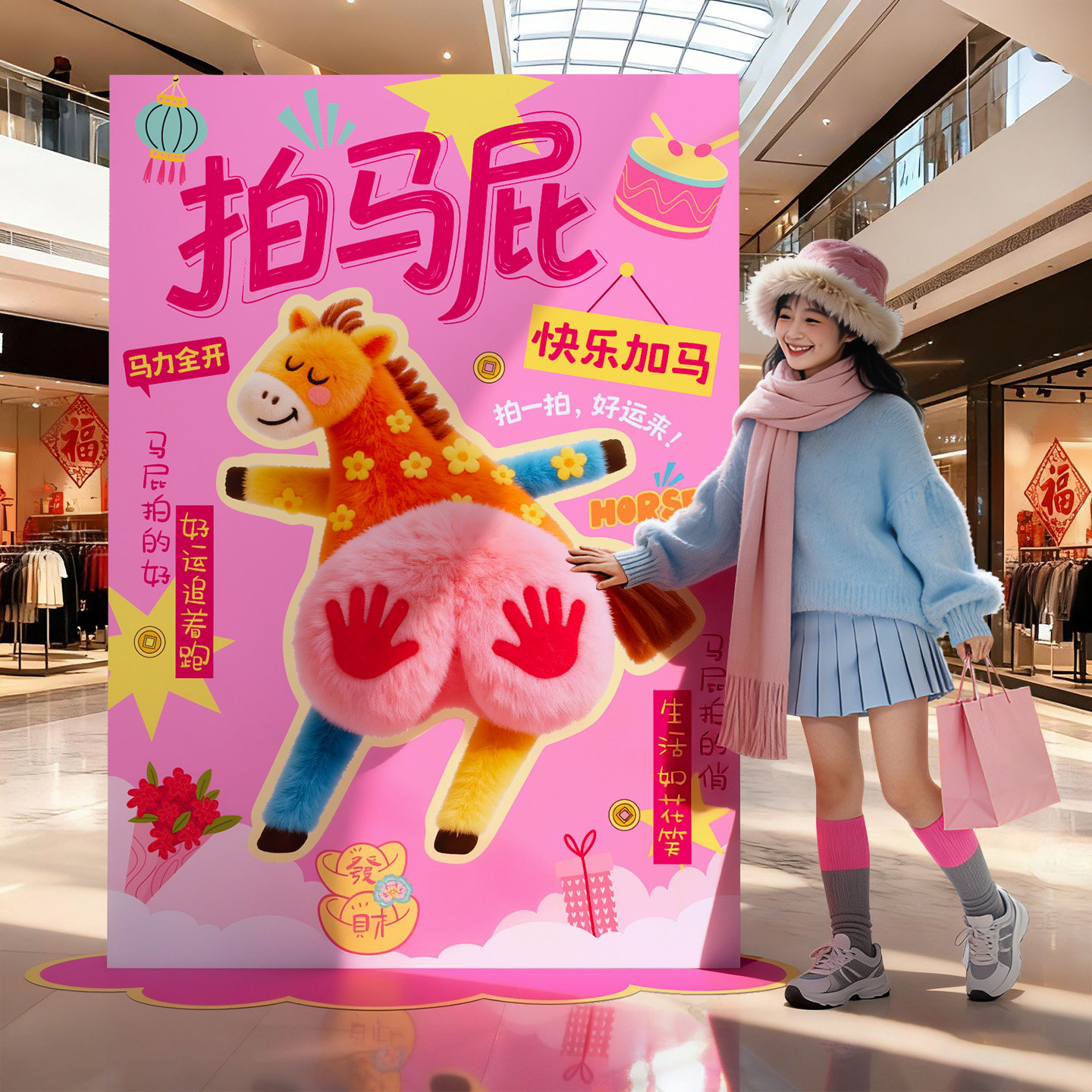 2026马新年氛围布置装饰场景拍马屁打卡墙高级感商场店铺背景kt板,节庆用品/礼品,装扮布置套餐,淘宝优惠券,粉丝福利购,淘宝优惠卷