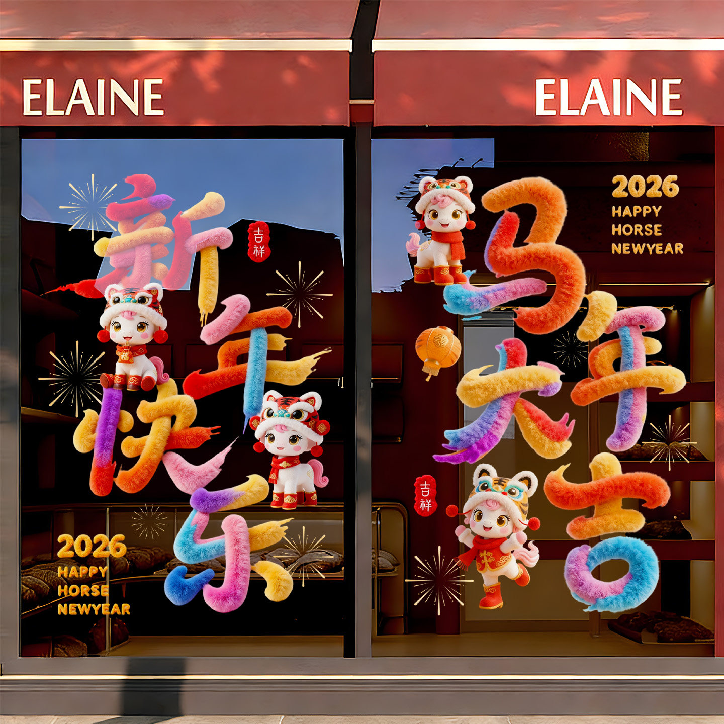 新年马年装饰玻璃静电贴气氛围布置场景店铺橱窗主题创意门贴纸画,节庆用品/礼品,节日装扮用品,淘宝优惠券,粉丝福利购,淘宝优惠卷