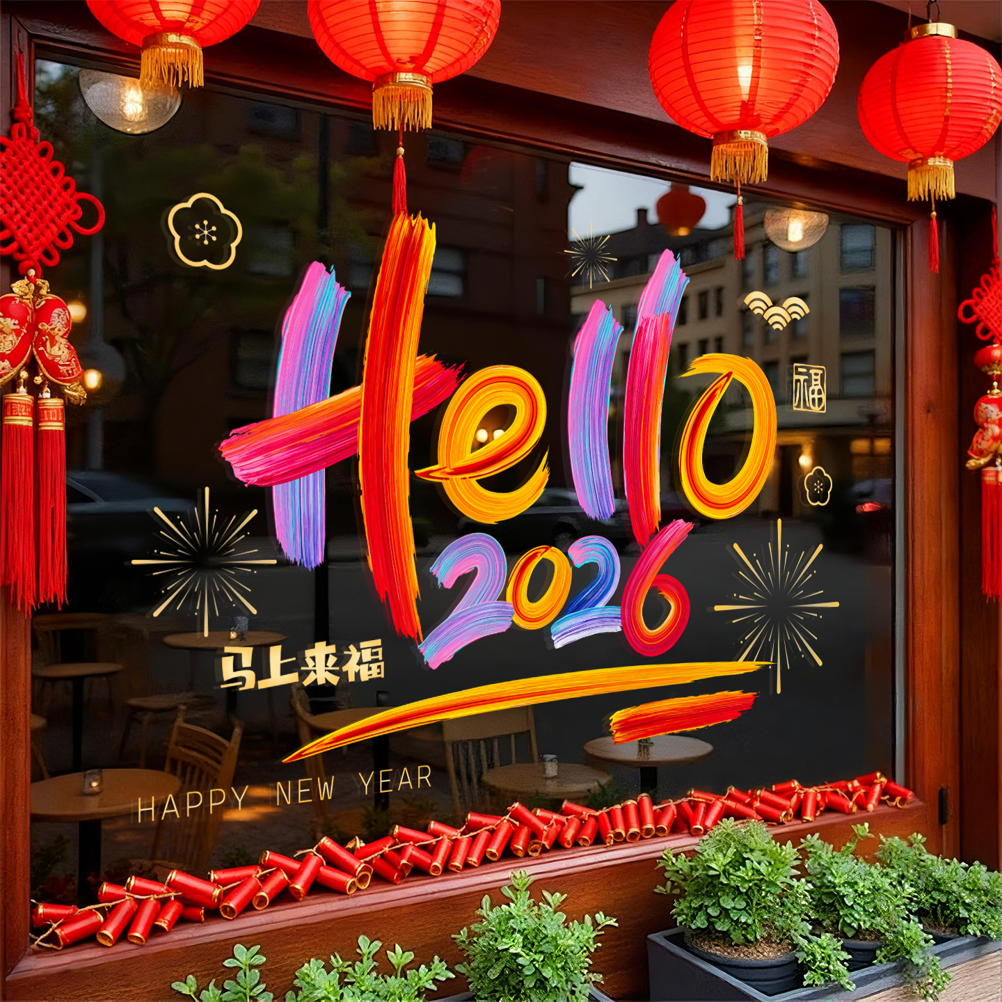 2026过新年家里客厅布置装饰窗贴