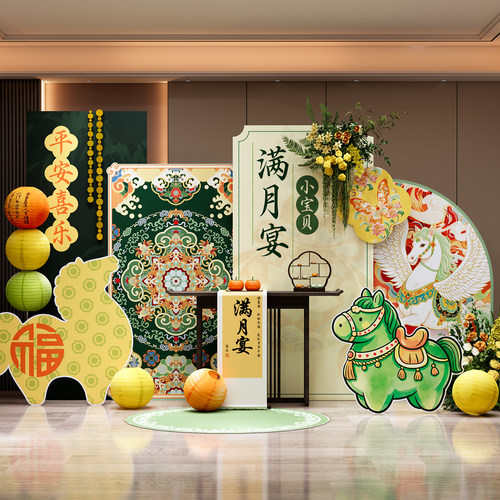男宝宝满月拍照背景板