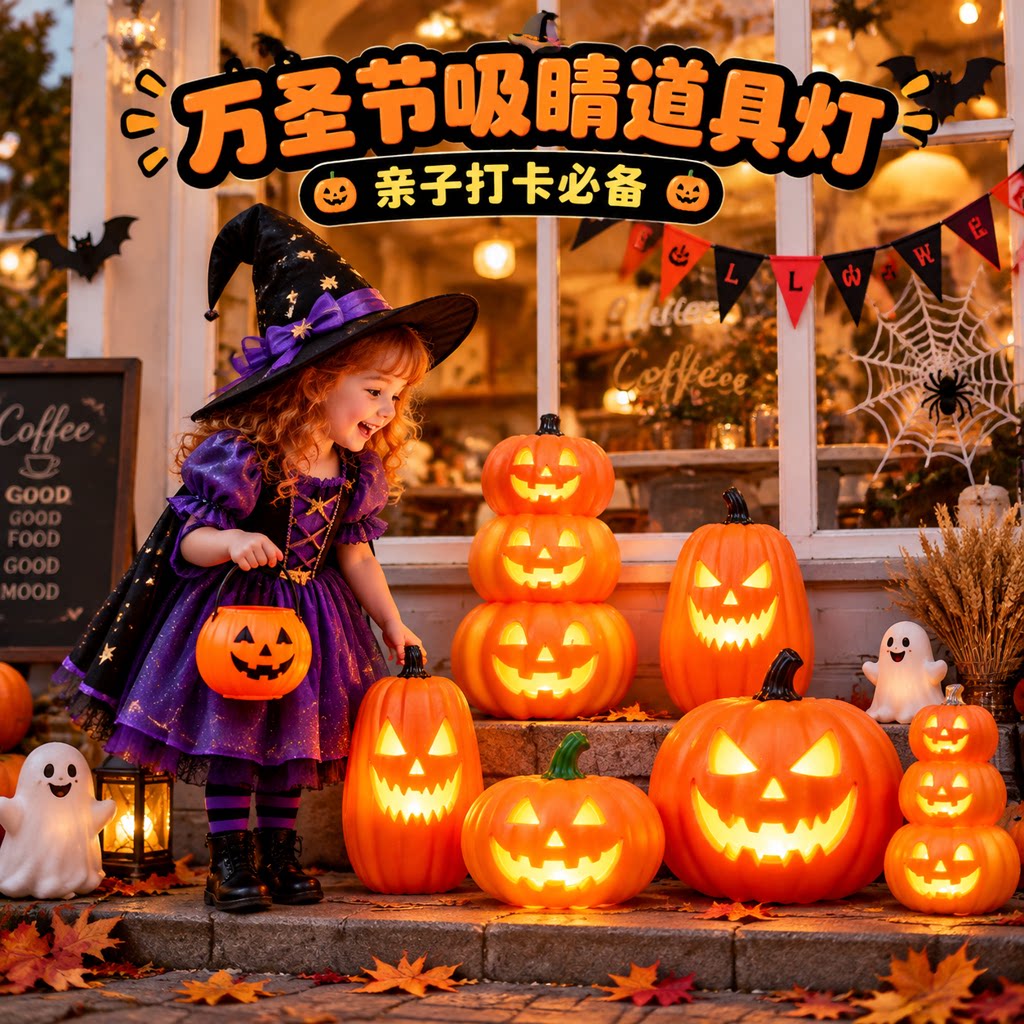 万圣节南瓜灯发光夜装饰品场景布置道具摆件氛围造景派对门口店铺