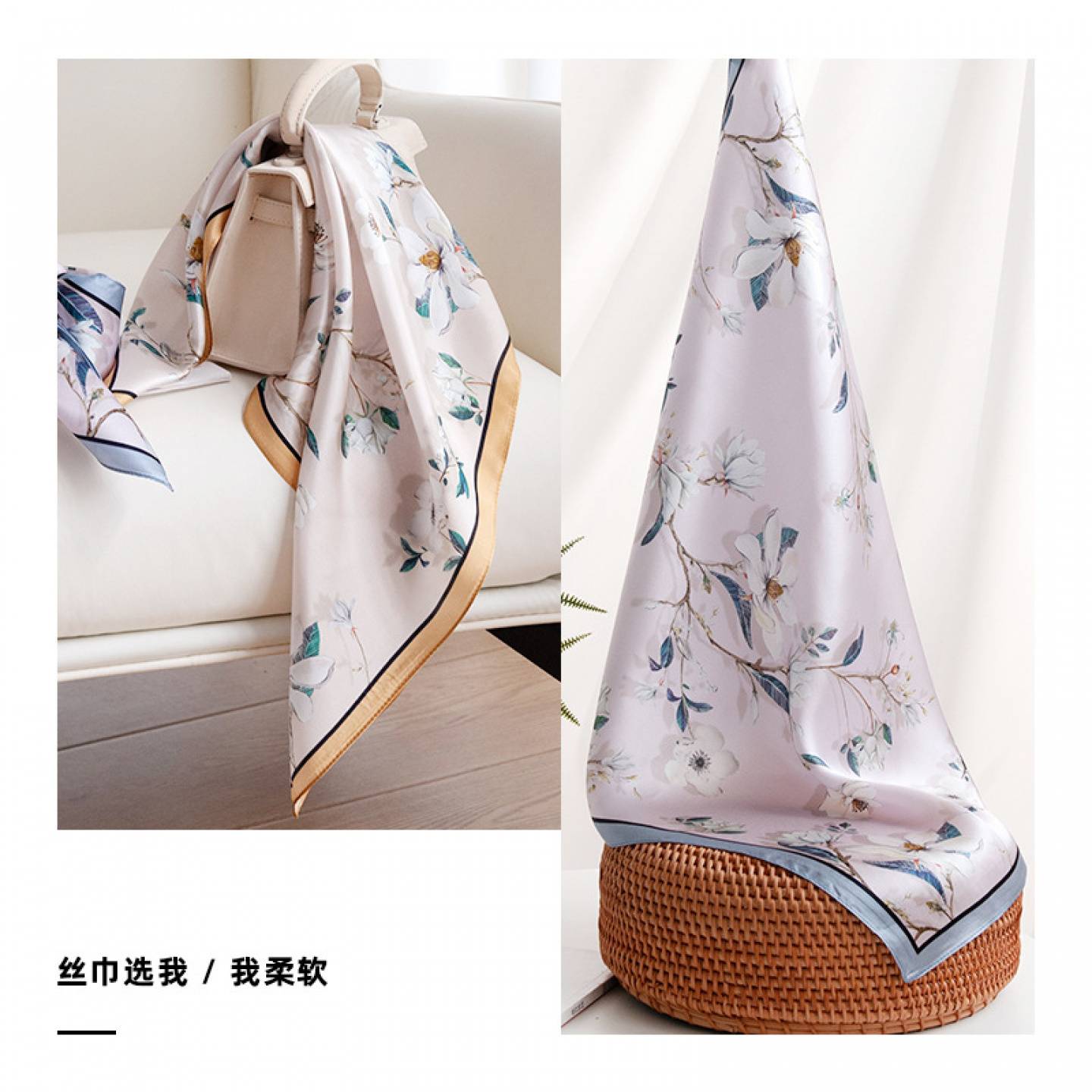 真丝印花小方巾系脖领巾发带装饰