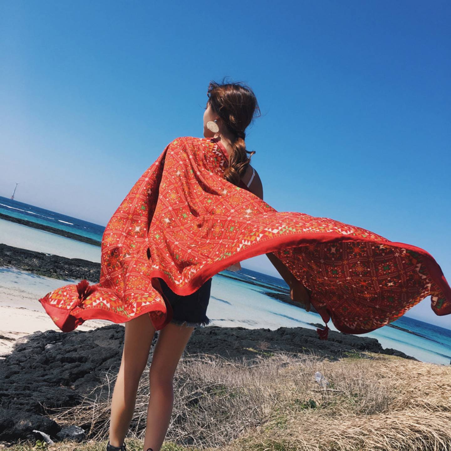 民族风加厚保暖遮阳女士披肩丝巾