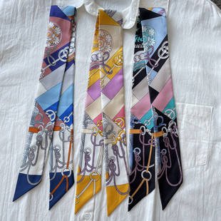 100%真丝丝巾夏季围脖小领巾细长条丝巾女装饰纱巾绑包小丝带