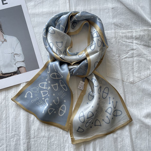 真丝飘带杭州100%桑蚕丝围巾夏季韩版长条丝巾复古小领巾防晒纱巾