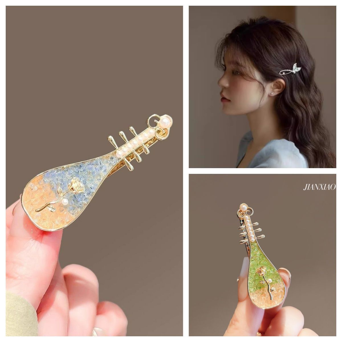 玫瑰琵琶发夹侧边夹前额碎发夹