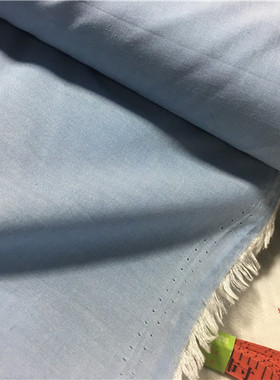 夏季天蓝色天丝棉布料浅蓝薄衬衫宝宝贴身夹里布面料天然透气朦胧