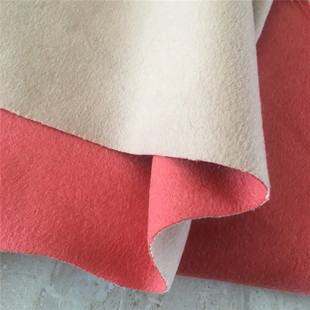 冬季驼色双面羊绒大衣面料米黄色桔红色时装外套羊毛布料保暖纯色