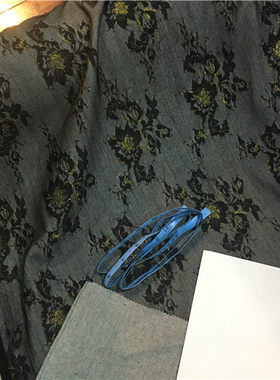 秋冬季时装毛料蕾丝西装连衣裙晚装礼服面料烟灰色法兰绒布料怪料