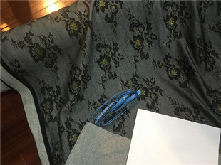 秋冬季时装毛料蕾丝西装连衣裙晚装礼服面料烟灰色法兰绒布料怪料
