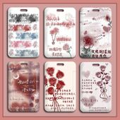 高颜值ins风玫瑰学生卡套饭卡套公交卡身份证件保护套挂脖校园卡