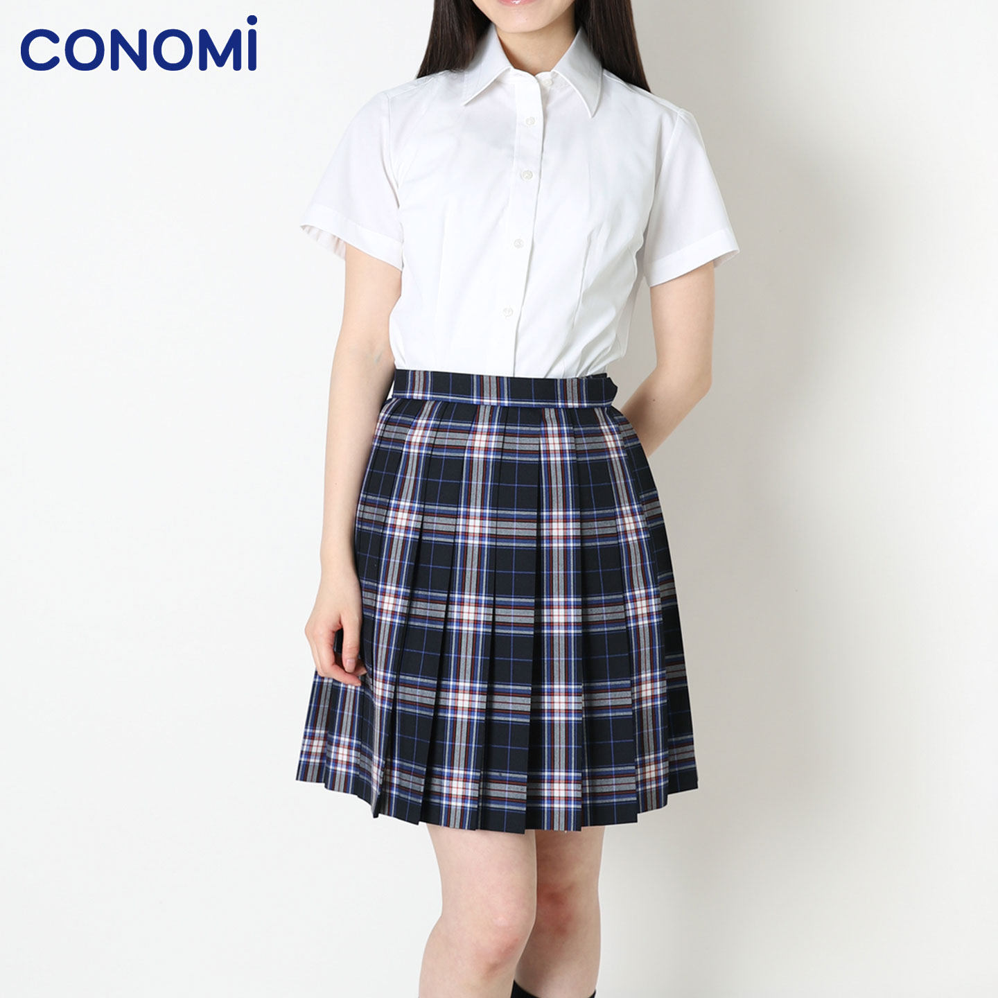 conomi日系甜美学院风A字百褶裙正版JK制服学生格子2018半身裙女