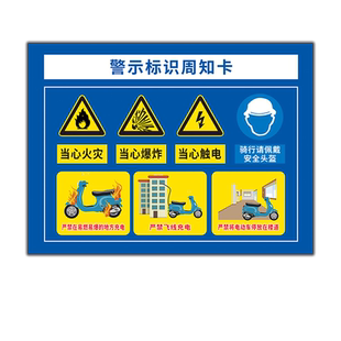 电瓶车充电安全告知牌自助充电桩风险应急处置操作指南警示标示标语墙贴当心火灾触电爆炸温馨提示标识标志牌