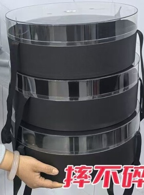 高档防水圆形亚克力礼盒花店水果礼盒入冬四件套手提花盒束脩之礼