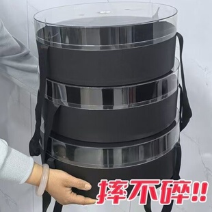 高档防水圆形亚克力礼盒花店水果礼盒入冬四件套手提花盒束脩之礼